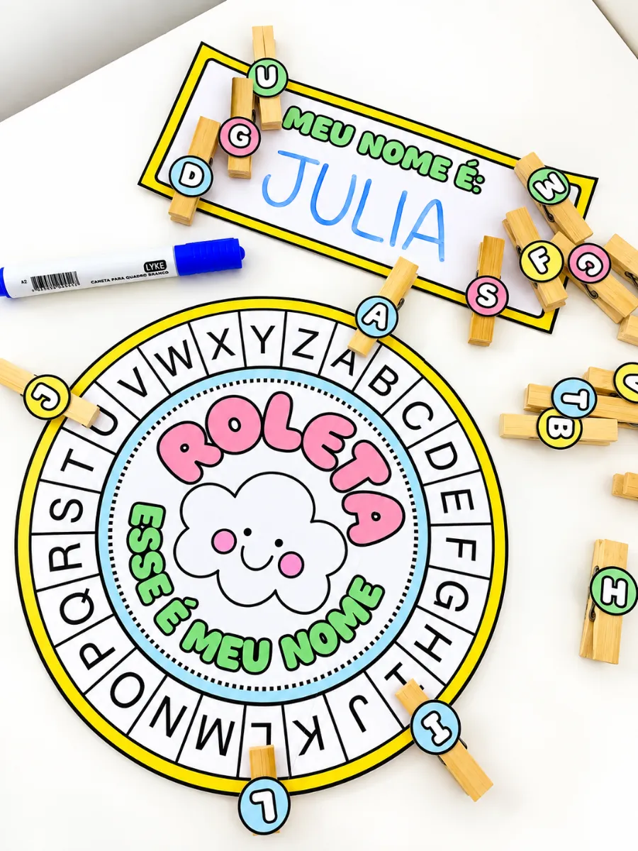 Roleta do Nome Próprio – Atividade com Alfabeto — amostra 4: Roleta do nome próprio para reconhecer letras, identificar e…