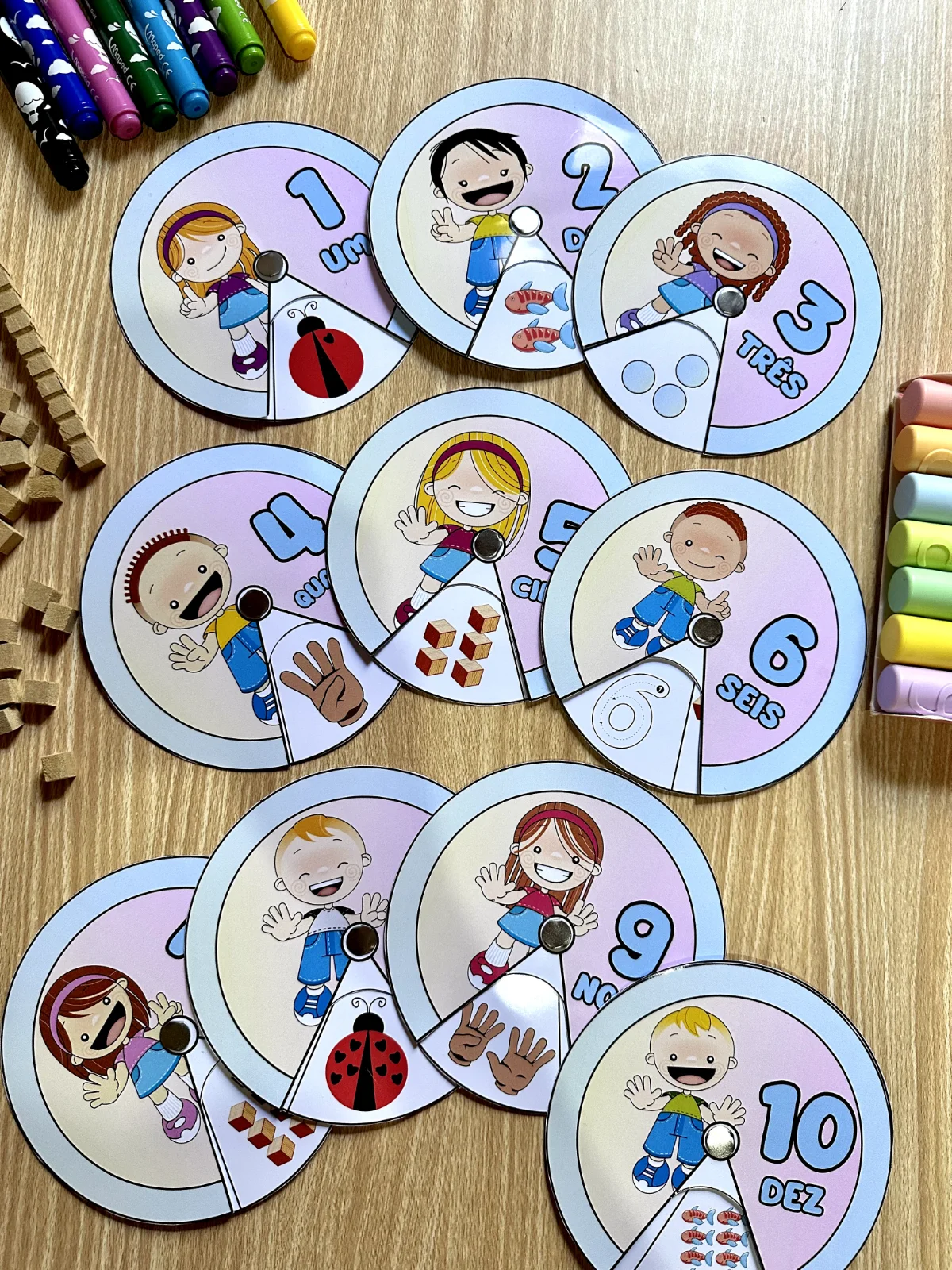 ROLETA DOS NÚMEROS – Material Pedagógico — Matemática para Educação Infantil: Arquivo com roletas interativas dos numerais…