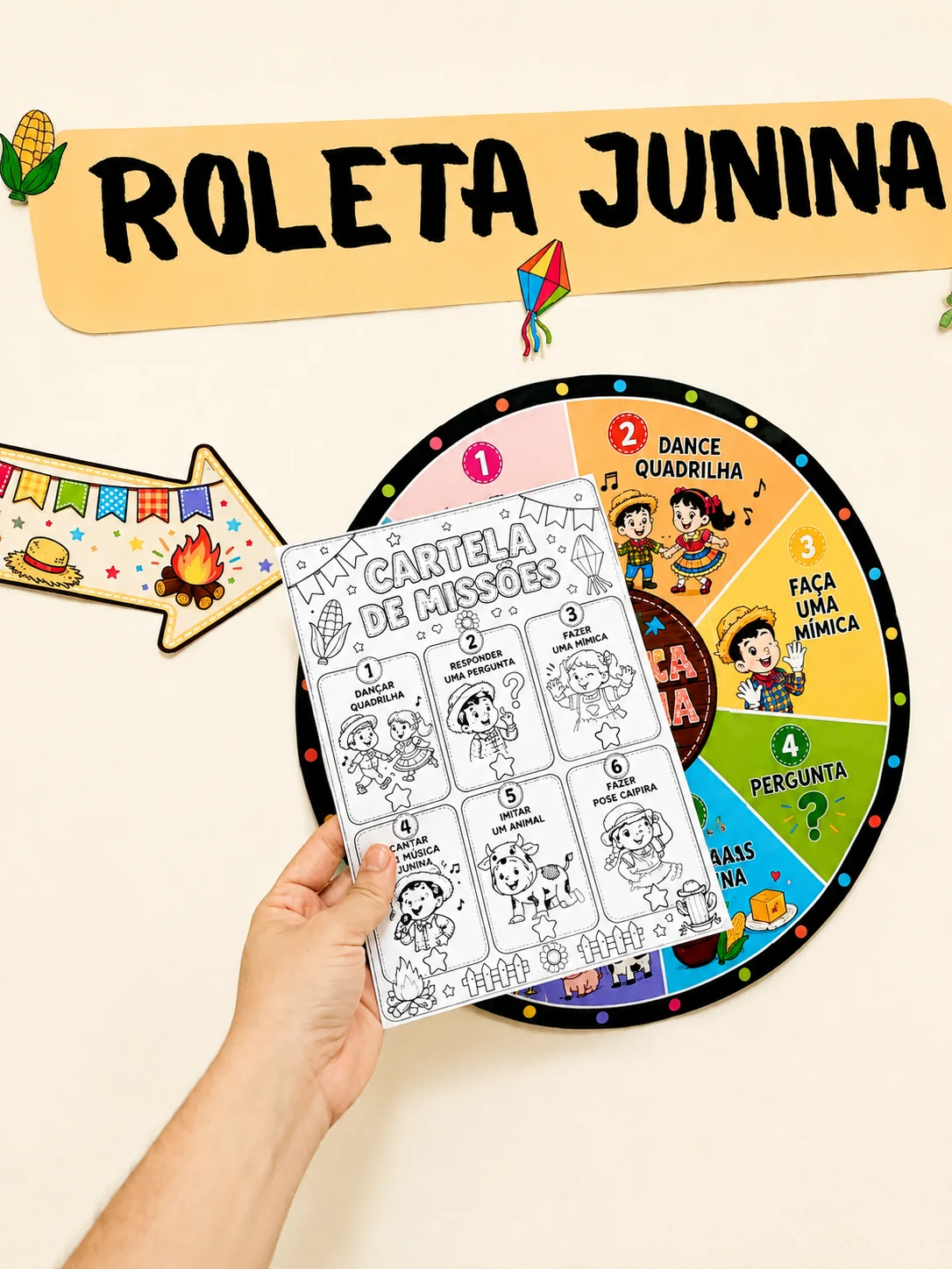 Roleta Junina Interativa – Desafios Divertidos para o Arraiá — Datas comemorativas para Educação Infantil: A Roleta Junina…