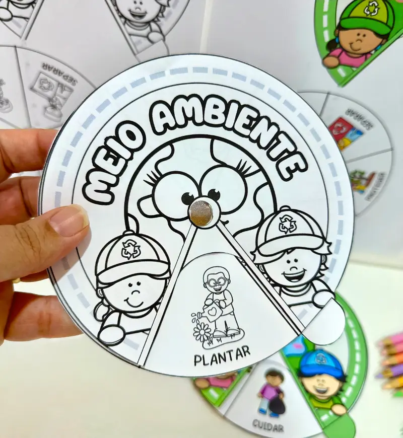 Roleta Meio Ambiente: atividade em PDF para Educação Infantil — amostra 1: Roleta Meio Ambiente para conversar sobre o…