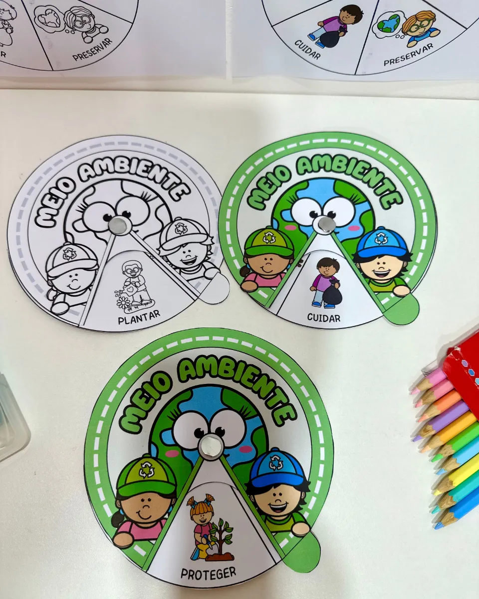 Roleta Meio Ambiente em PDF para Educação Infantil — Atividades para Educação Infantil: Roleta Meio Ambiente colorida e…