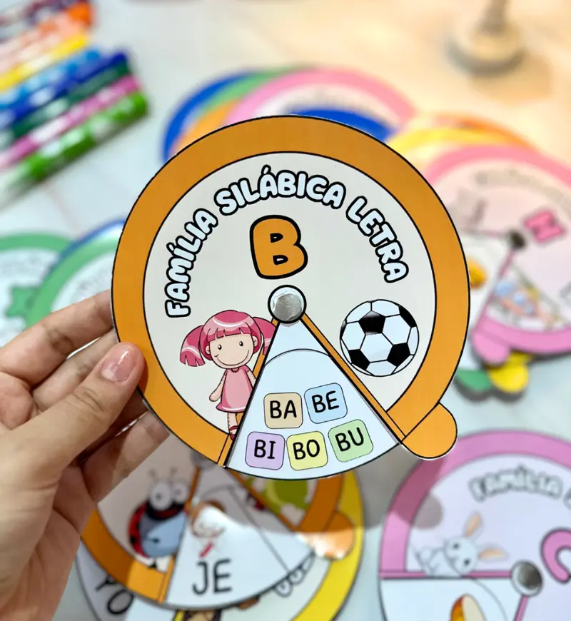 Roleta silábica para imprimir: 21 roletas de sílabas simples — Alfabetização para Educação Infantil: Explore as famílias…