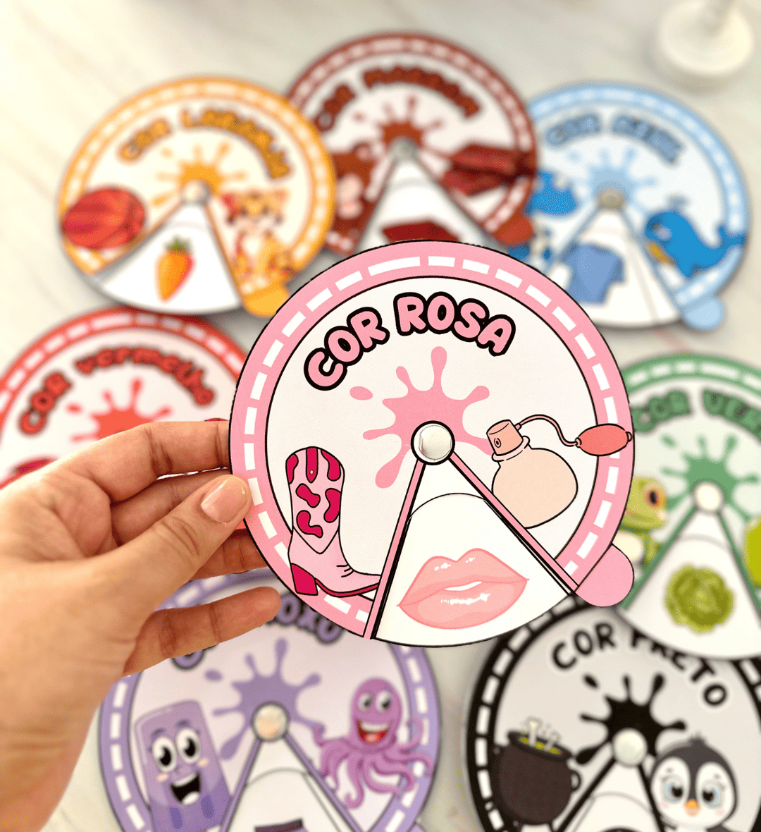 Roletas das Cores: PDF para Educação Especial e Infantil — amostra 2: O que vem no material
