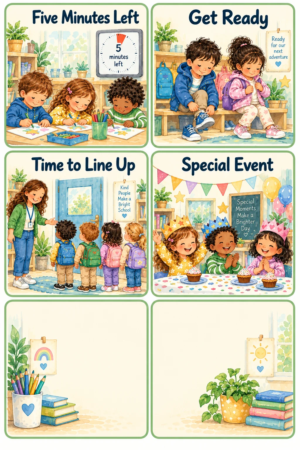 Rotina Escolar em Inglês | 64 Flashcards e Painéis Visuais — amostra 4: 64 cartões de rotina escolar em inglês, com…
