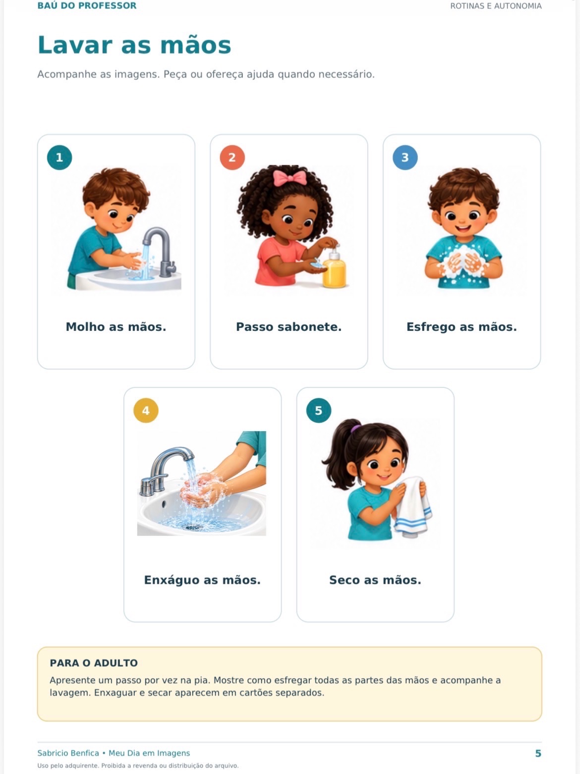 Rotina Visual e CAA Infantil: Kit com 50 Páginas em PDF — amostra 2: Kit com rotinas ilustradas, cartões recortáveis,…