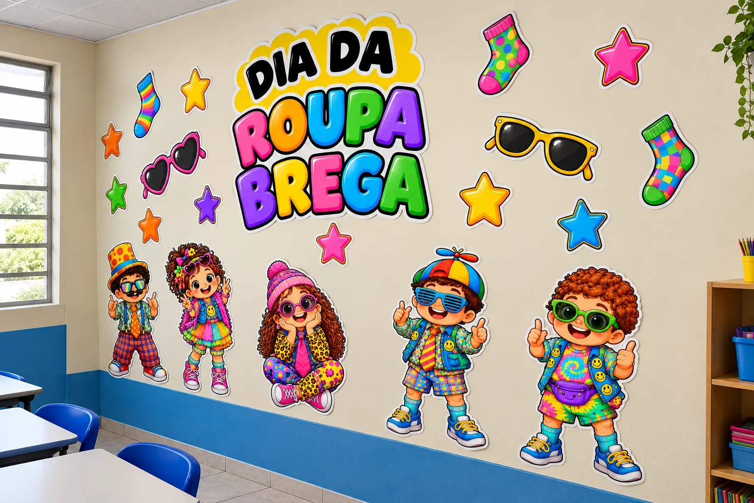 Roupa Brega – Material para Painel - SEMANA MALUCA DAS CRIANÇAS — amostra 1: Material de recorte e montagem para criar uma…