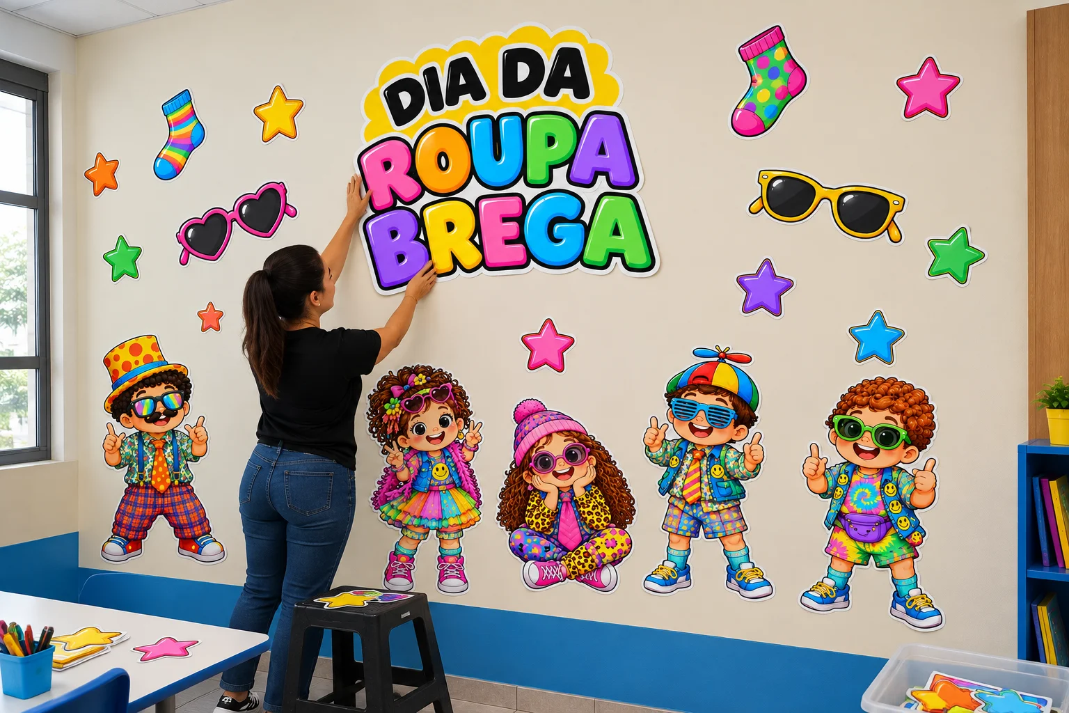 Roupa Brega – Material para Painel - SEMANA MALUCA DAS CRIANÇAS — amostra 3: Material de recorte e montagem para criar uma…