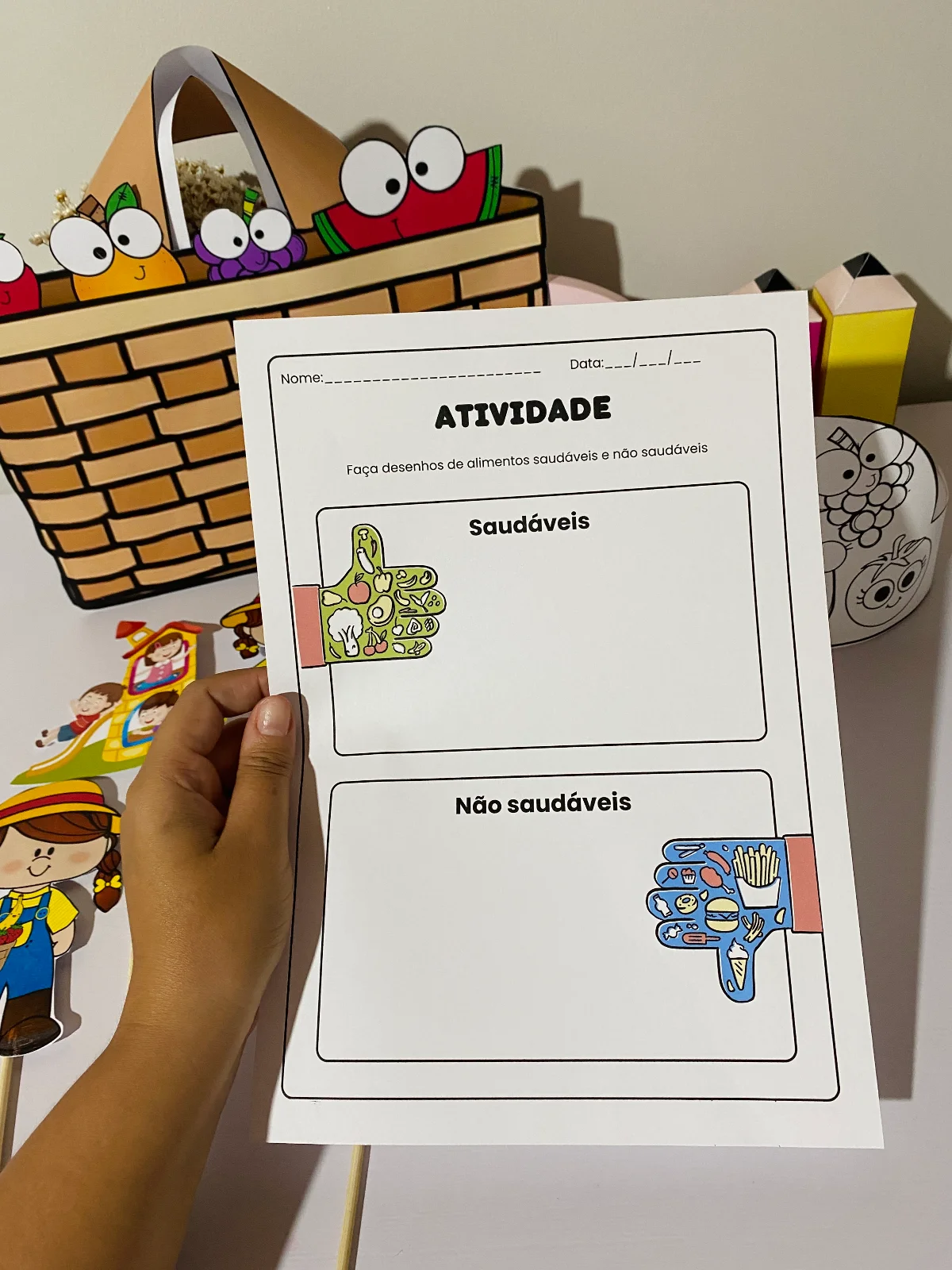 Sacola Alimentação Saudável | Recurso Educação Infantil para Imprimir — amostra 3: Apresente para seus alunos a importância…