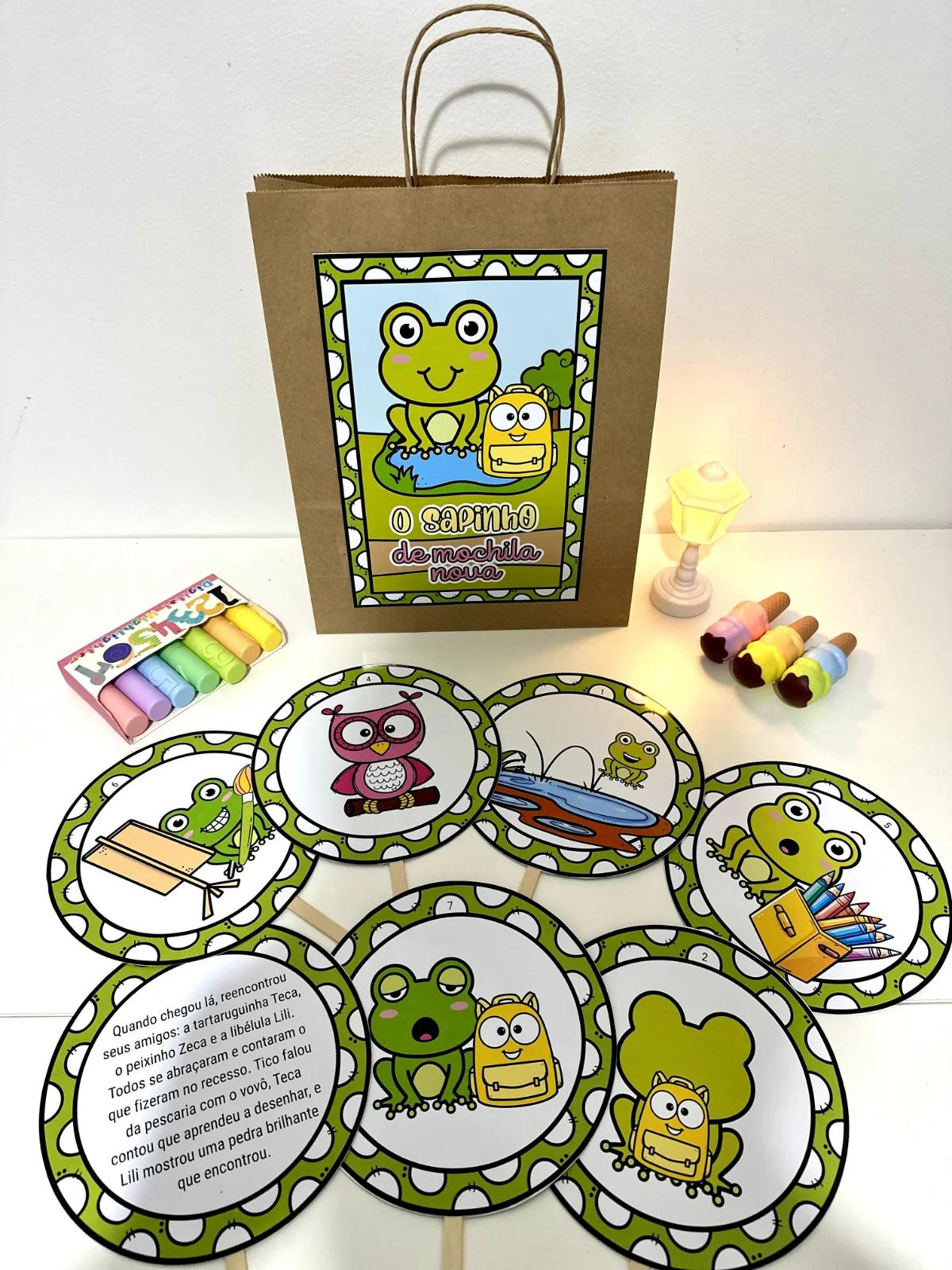Sacola da História – “O Sapinho da Mochila Nova” — amostra 4: Material ideal para turmas da Educação Infantil e anos…