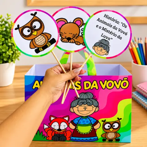 Sacola da Leitura – Os Animais da Vovó e o Mistério da Luva Perdida — capa do material