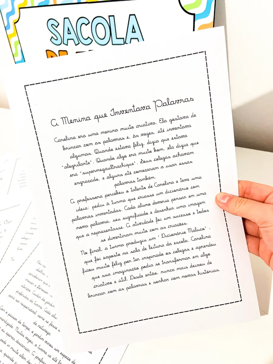 Sacola de Leitura com Textos para Copiar e Interpretar – 5º Ano — amostra 3: O material também conta com versão em letra…
