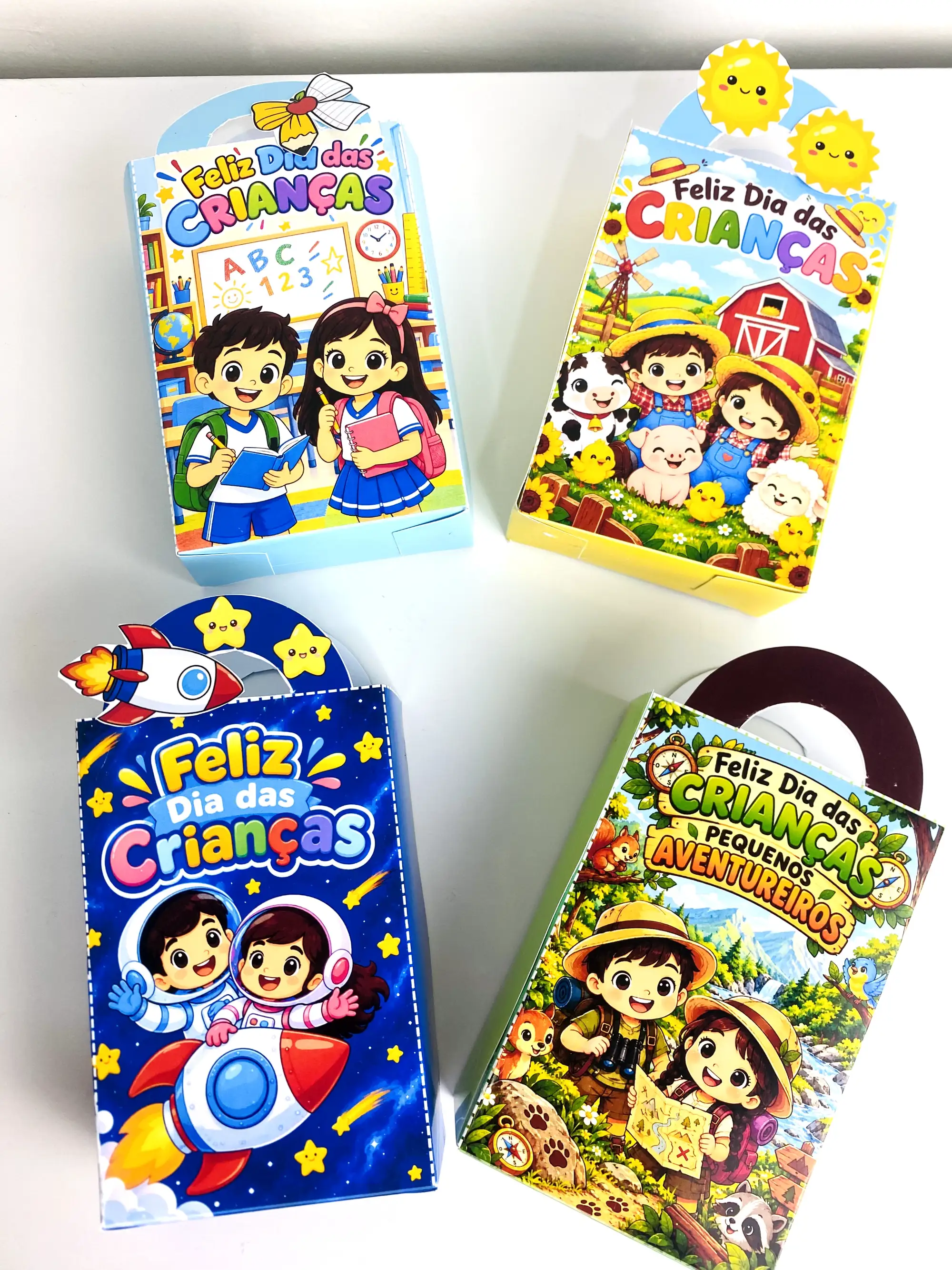 Sacola Dia das Crianças – 4 Modelos para Lembrancinhas — amostra 2: Arquivo digital com 4 modelos de sacolas temáticas para…