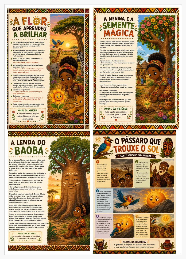 🌍📚Sacola Historinhas Africanas📚- ANOS INICIAIS — amostra 1: A Sacola Divertida da Leitura – Historinhas Africanas é um…
