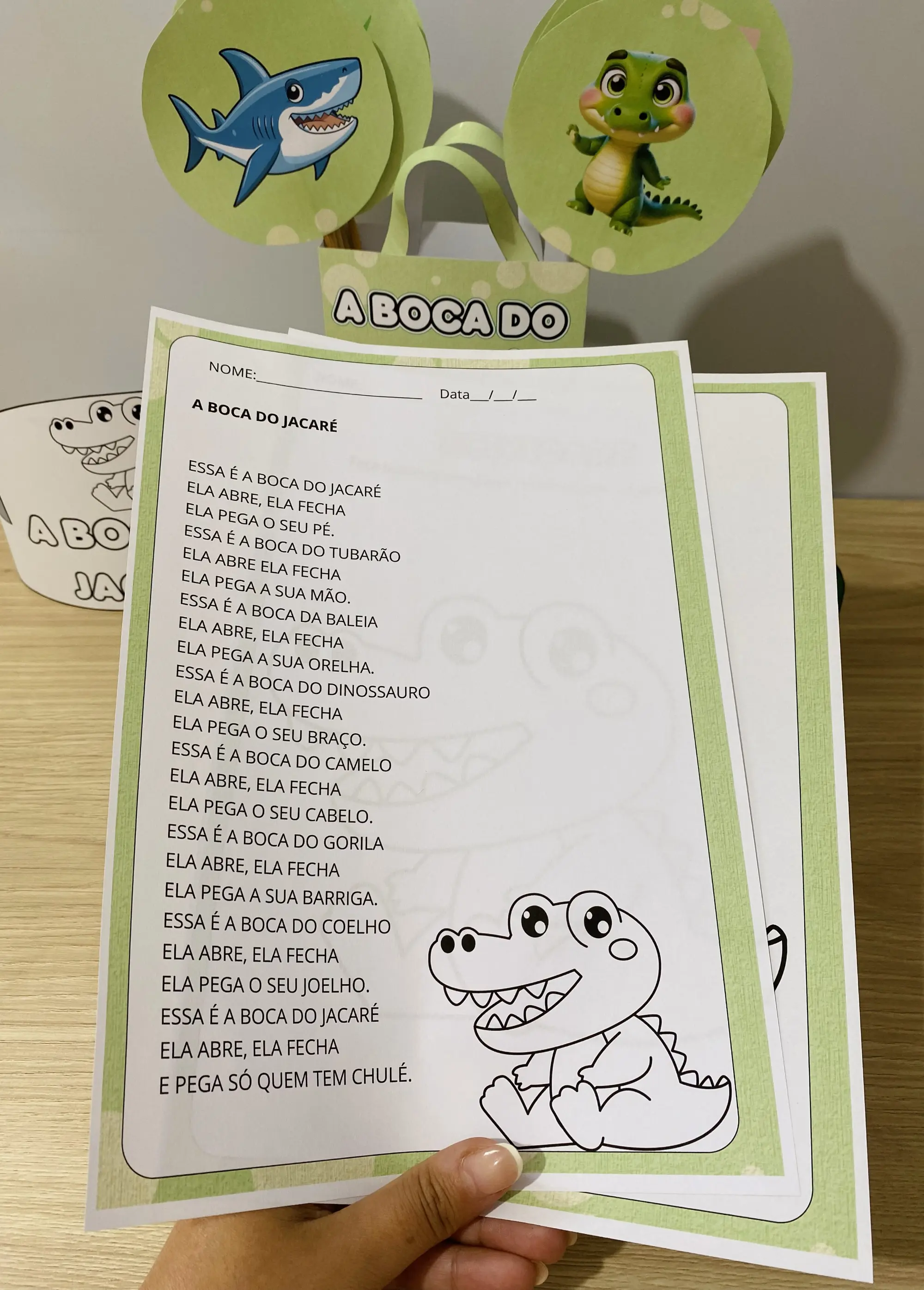 Sacola musical a boca do jacaré | Educação Infantil — amostra 1: O que vem no material