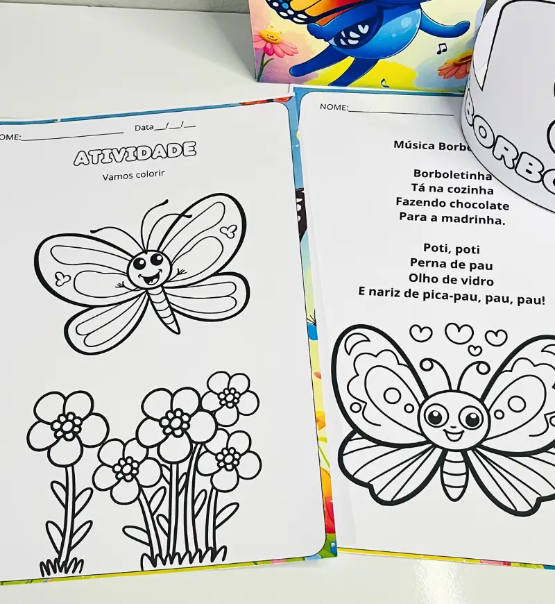 Sacola Musical Borboletinha: PDF para Cantar e Colorir — amostra 3: Como usar em sala de aula