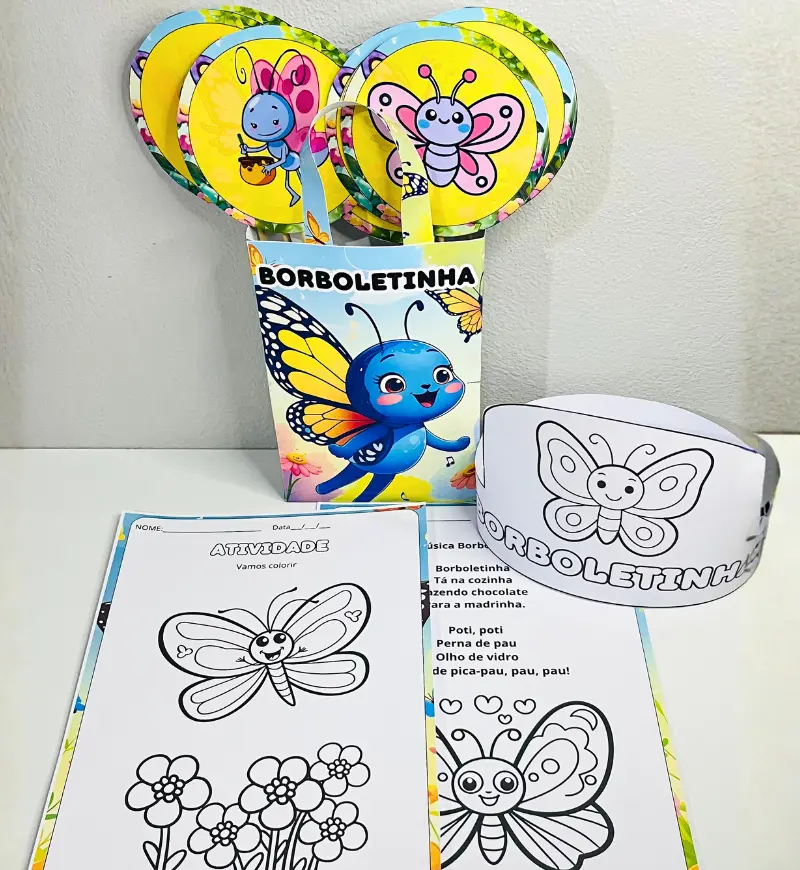 Sacola Musical Borboletinha: PDF para Cantar e Colorir — capa do material