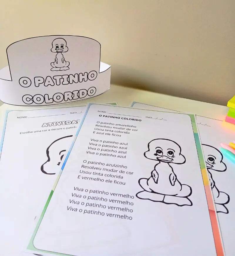 Sacola Musical Patinho Colorido: PDF para imprimir — amostra 2: O que está incluído no PDF