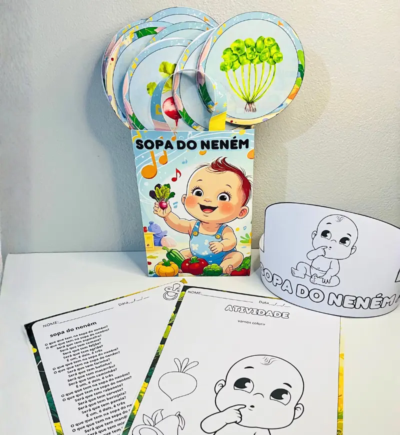 Sacola Musical Sopa do Neném: PDF para Cantar e Colorir — Alfabetização para Educação Infantil: Leve a música Sopa do Neném…