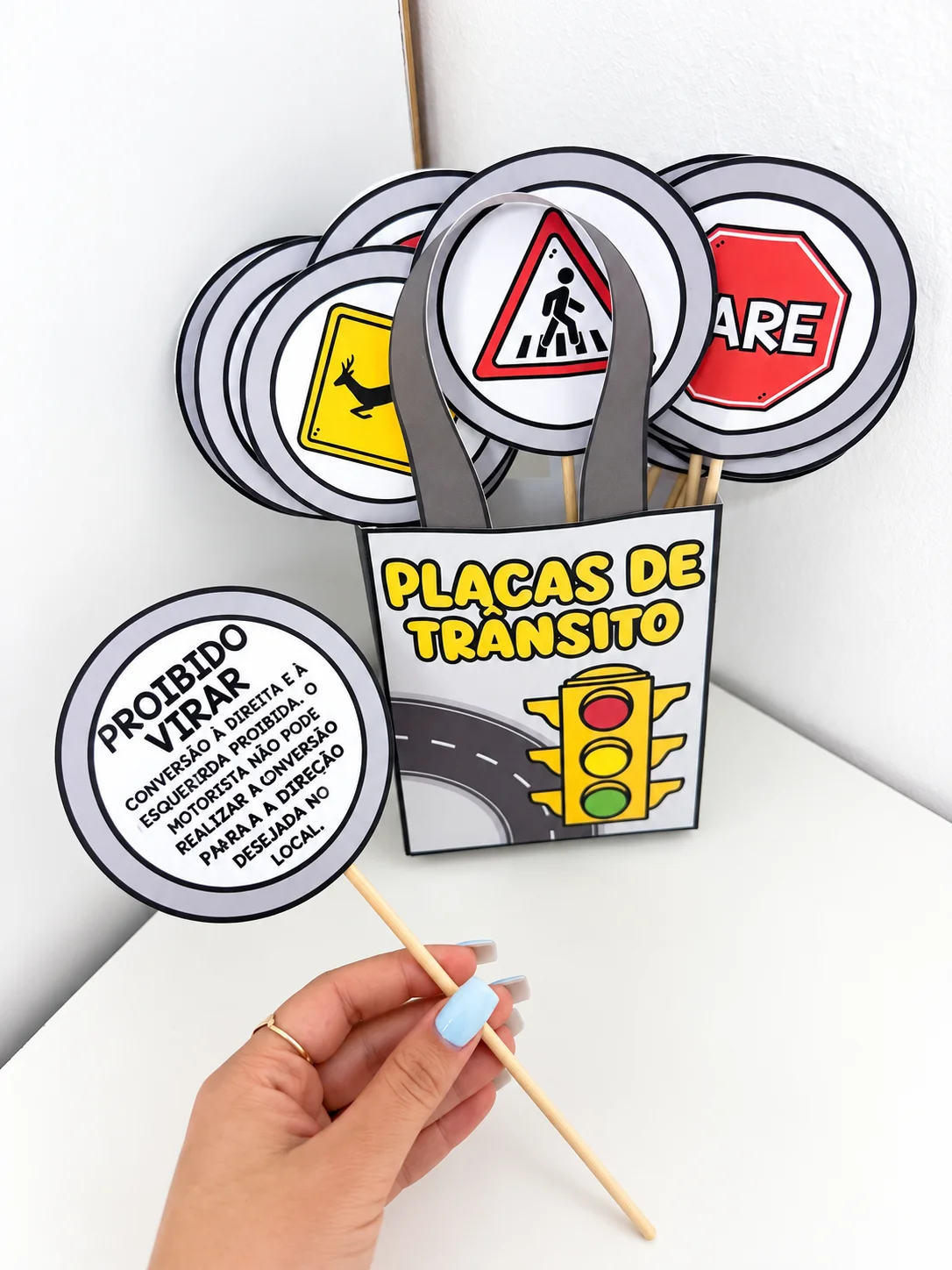 Sacola Placas de Trânsito – 12 Palitoches Educativos — capa do material