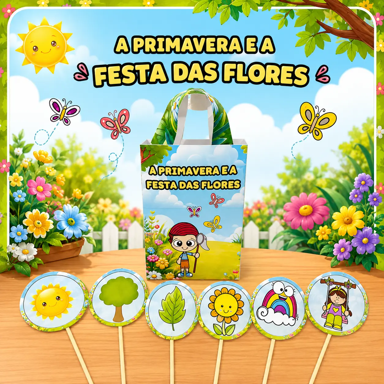 Sacola Teatral – Primavera E Festa Das Flores — Alfabetização para Educação Infantil: Sacola teatral com palitoches…