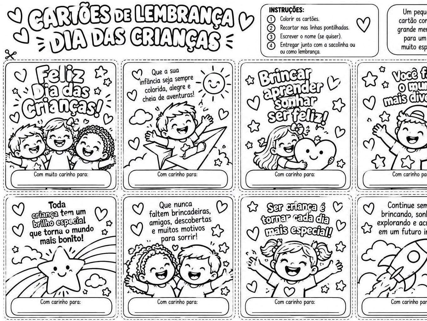Sacolinha do Dia das Crianças para Colorir e Montar — amostra 2: Sacolinha do Dia das Crianças para colorir, recortar,…