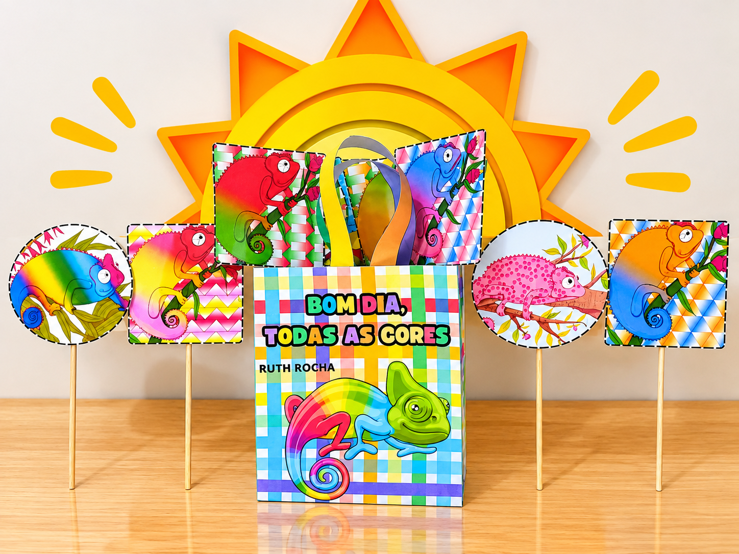 Sacolinha mágica – bom dia, todas as cores! – Material Pedagógico — amostra 1: O que vem no material