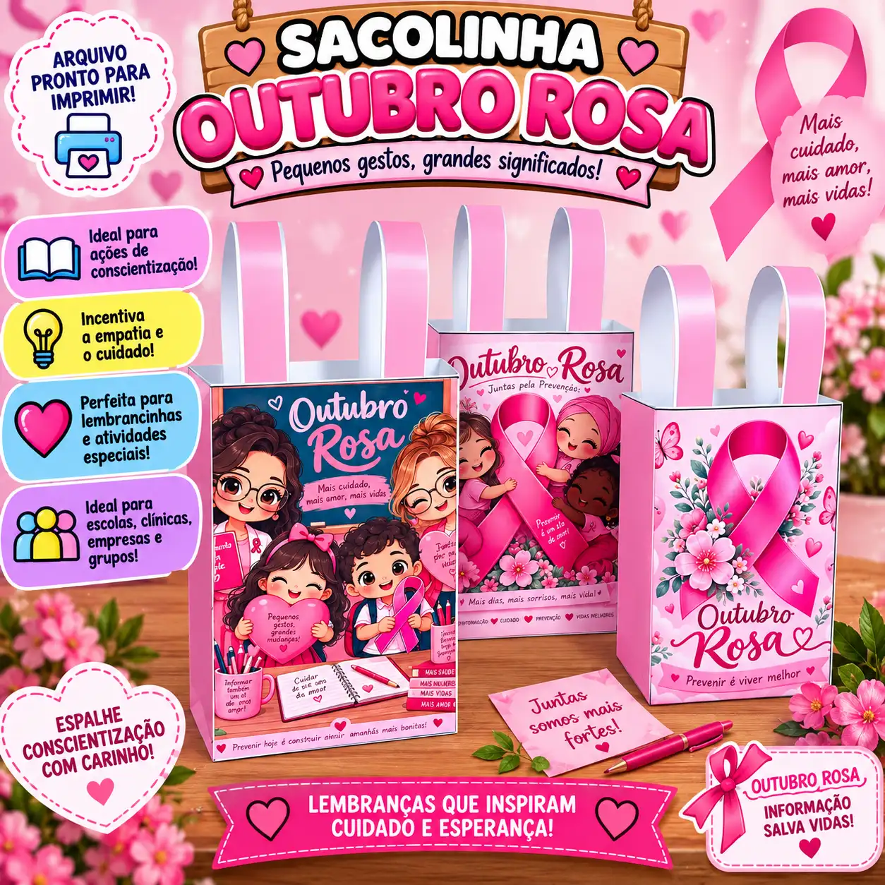 Sacolinha Outubro Rosa – Lembrancinha Cheia De Amor — capa do material
