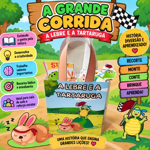 Sacolinha Teatral  – A Lebre e a Tartaruga — capa do material