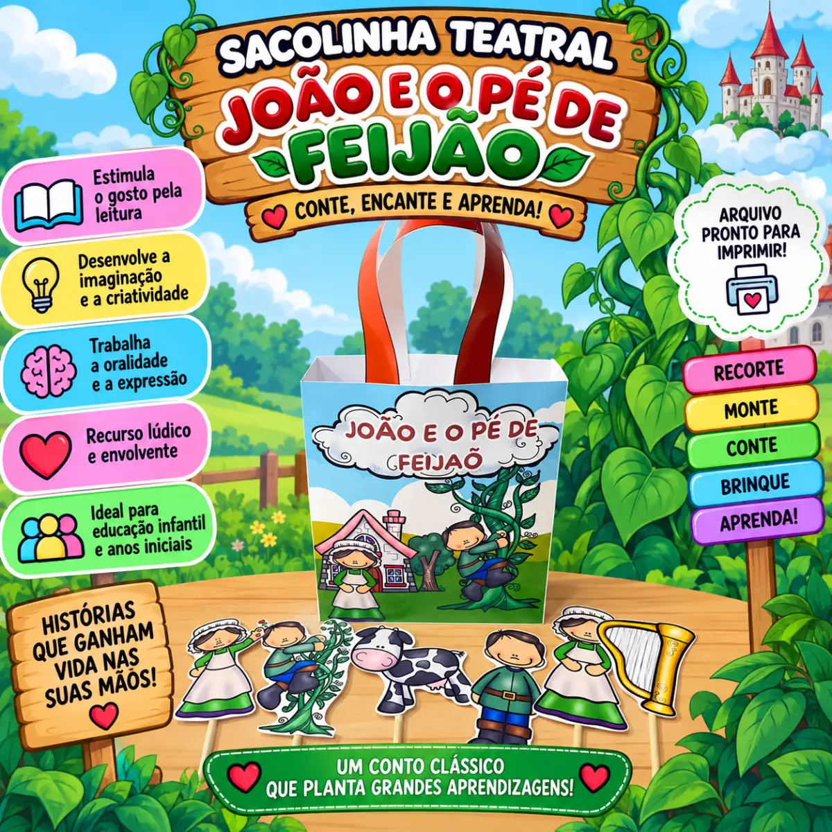Sacolinha Teatral – João e o Pé de Feijão — Atividades para 1º ano: Sacolinha Teatral João e o Pé de Feijão: um recurso…