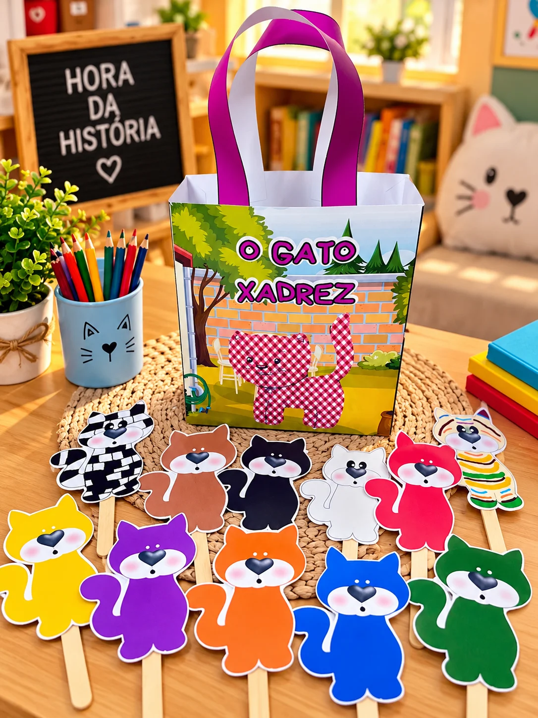 Sacolinha Teatral O Gato Xadrez – Fantoches em PDF — História para Educação Infantil: Sacolinha Teatral O Gato Xadrez com…