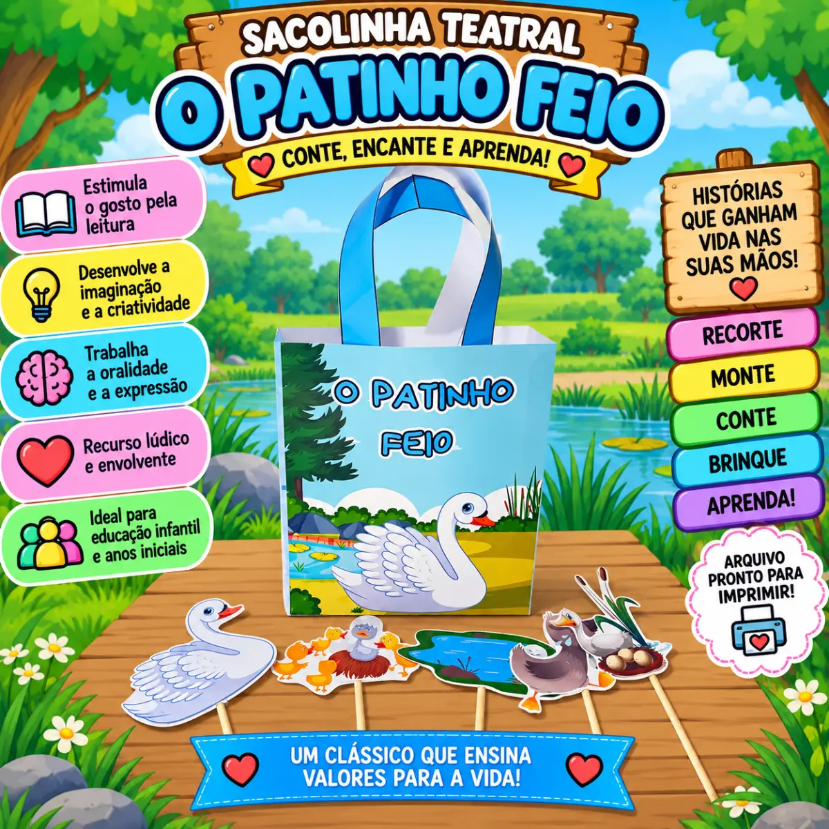 Sacolinha Teatral – O Patinho Feio — Atividades para 2º ano: Sacolinha Teatral O Patinho Feio: um recurso lúdico com…