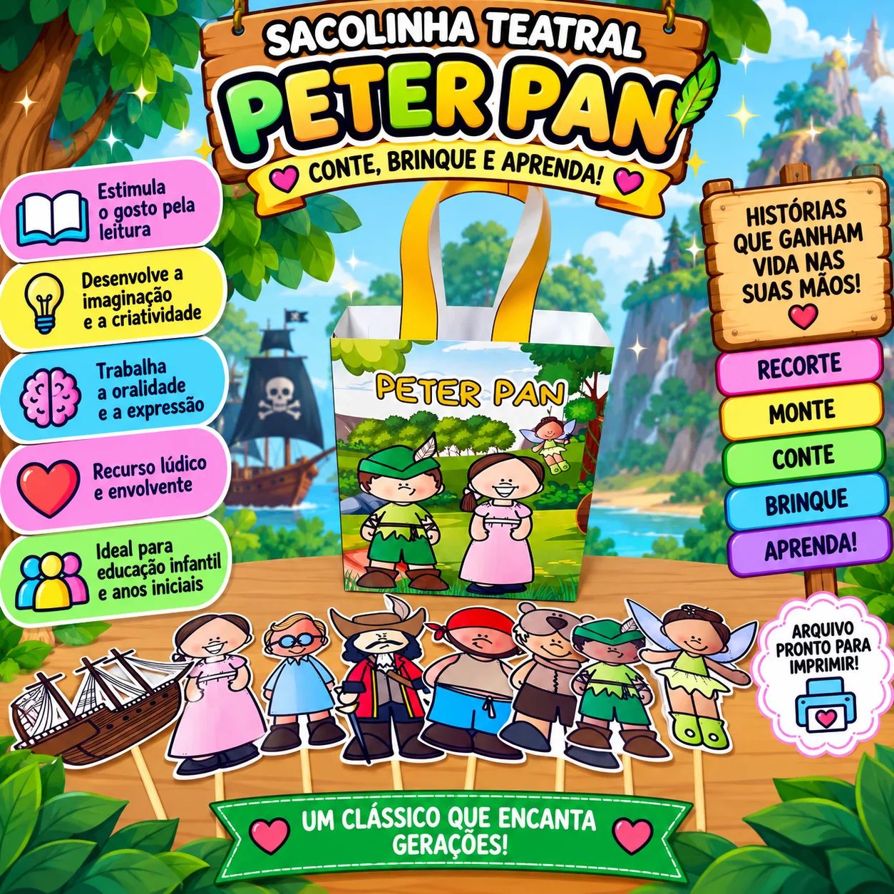 ✨🏴‍☠️ SACOLINHA TEATRAL – PETER PAN 🏴‍☠️✨ — capa do material