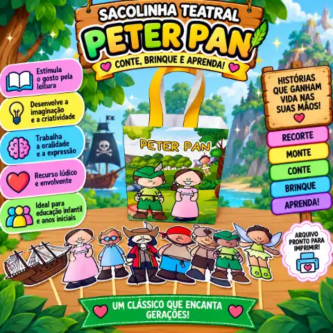 Sacolinha Teatral – Peter Pan Para Anos Iniciais Em PDF! — capa do material