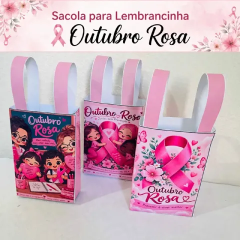 Sacolinhas Outubro Rosa - Embalagem para Lembrancinha — capa do material