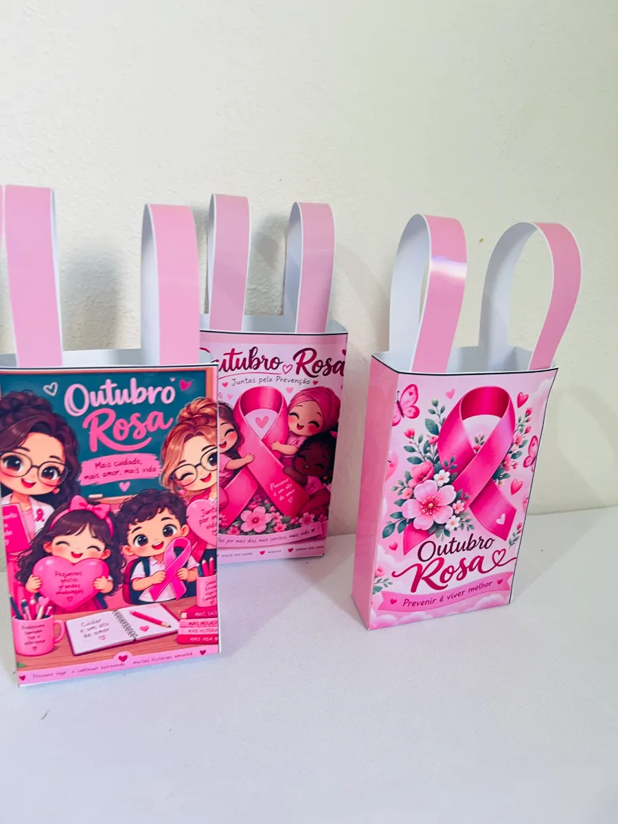 🎀 SACOLINHAS OUTUBRO ROSA – UM MIMO CHEIO DE CARINHO E CONSCIENTIZAÇÃO! 💗 — Atividades para Todas as séries: Deixe o…