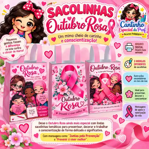 🎀 SACOLINHAS OUTUBRO ROSA — UM MIMO CHEIO DE CARINHO! 💗 — capa do material