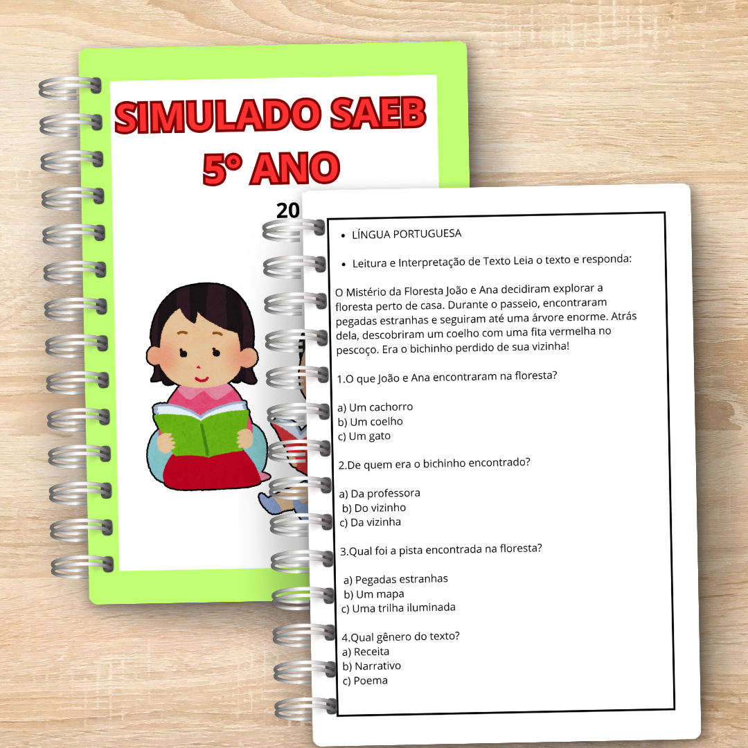 Saeb 5° ano - simulado: português e matemática – PDF para Imprimir | 5º ano — capa do material