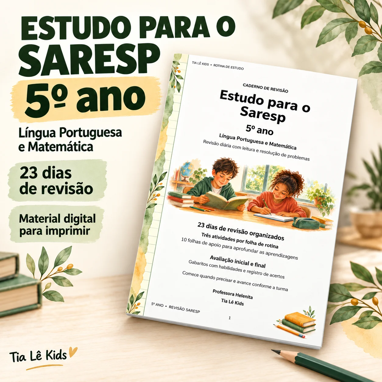 Saresp 5º Ano – 23 Dias de Revisão de Português e Matemática — capa do material