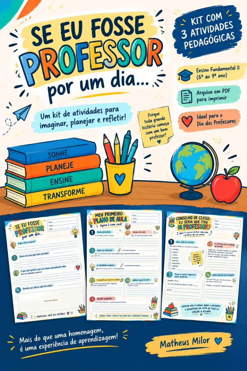 Se Eu Fosse Professor: Atividades para Imprimir — Atividades para Fundamental II (6º–9º): Kit com 3 atividades criativas…