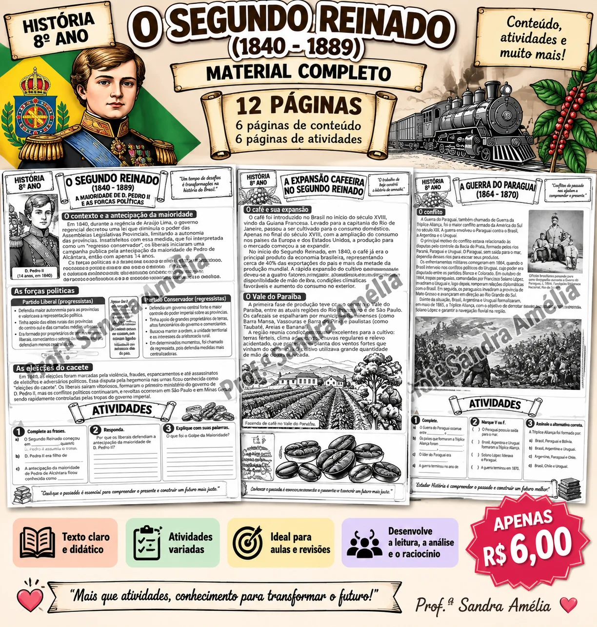 Segundo Reinado â Atividades para Imprimir â capa do material