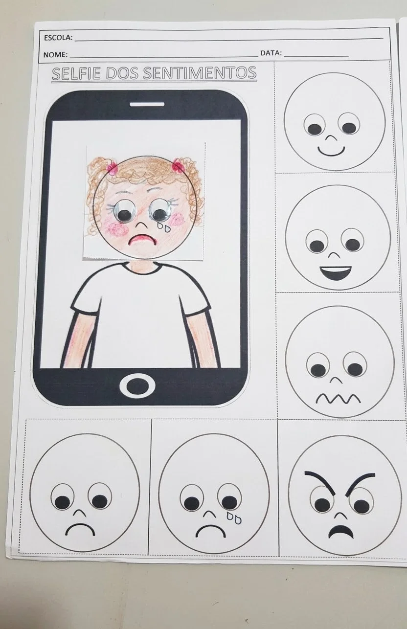 📱SELFIE DOS SENTIMENTOS- Para Trabalhar Sentimentos e Emoções na Escola - EM PDF — amostra 4: 📸 SELFIE DOS SENTIMENTOS:…