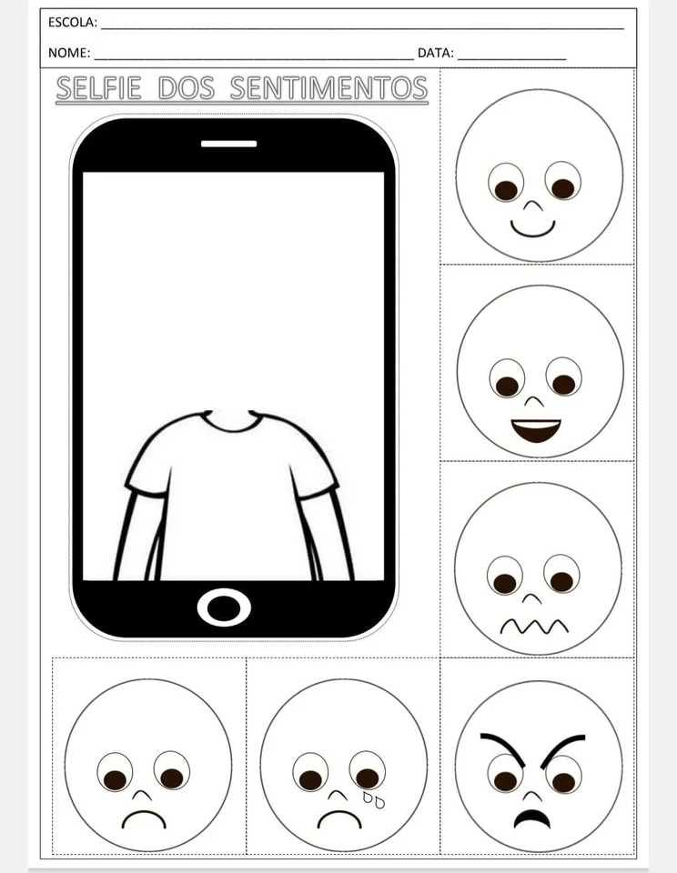 📱SELFIE DOS SENTIMENTOS- Para Trabalhar Sentimentos e Emoções na Escola - EM PDF — amostra 6: 📸 SELFIE DOS SENTIMENTOS:…