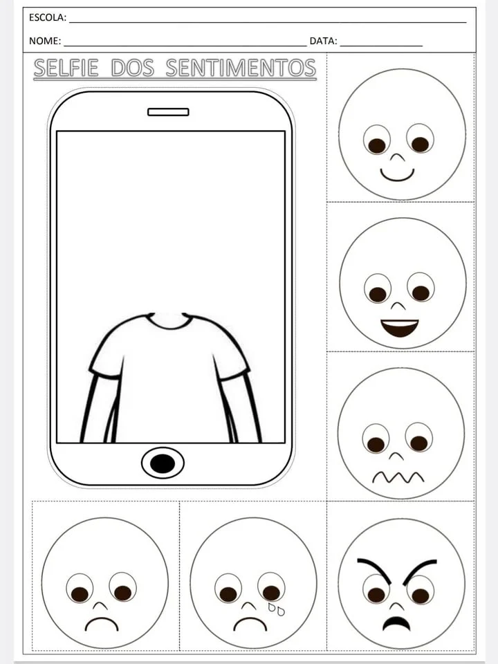 📱SELFIE DOS SENTIMENTOS- Para Trabalhar Sentimentos e Emoções na Escola - EM PDF — Alfabetização para Educação Infantil:…