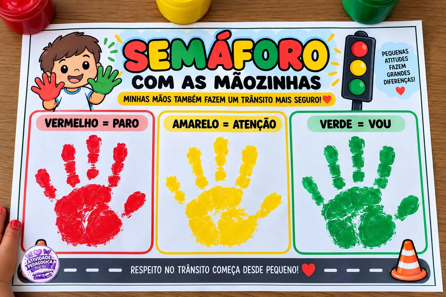 SEMÁFORO COM AS MÃOZINHAS – MATERNAL — amostra 1: 🖐️🚦 SEMÁFORO COM AS MÃOZINHAS – MATERNAL 🚦🖐️