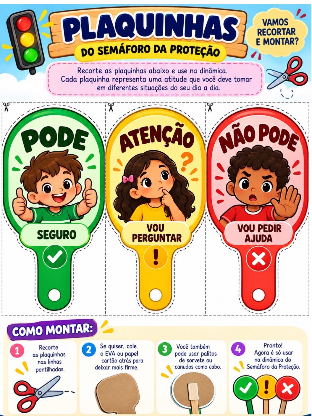 Semáforo da Proteção: Educação Sexual e Autoproteção Infantil — amostra 2: Kit lúdico de educação sexual e autoproteção…