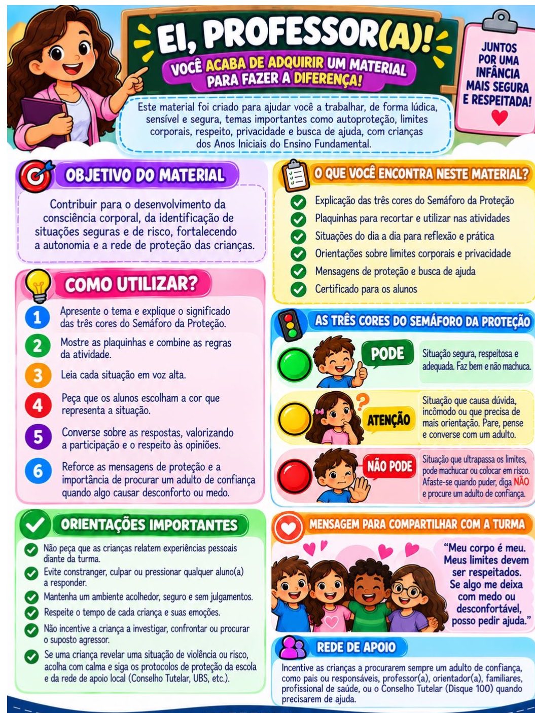 Semáforo da Proteção: Educação Sexual e Autoproteção Infantil — amostra 6: Kit lúdico de educação sexual e autoproteção…