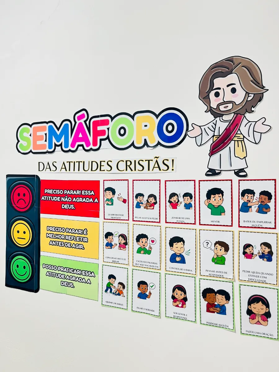 Semáforo das Atitudes Cristãs - Ensino Religioso — amostra 4: Um recurso lúdico, colorido e cheio de propósito para ensinar…