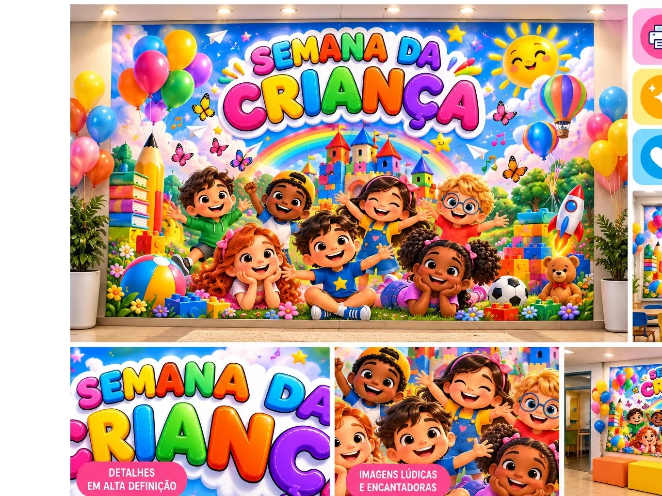 Semana da Criança — Painel Escolar para Imprimir — amostra 3: Indicado para