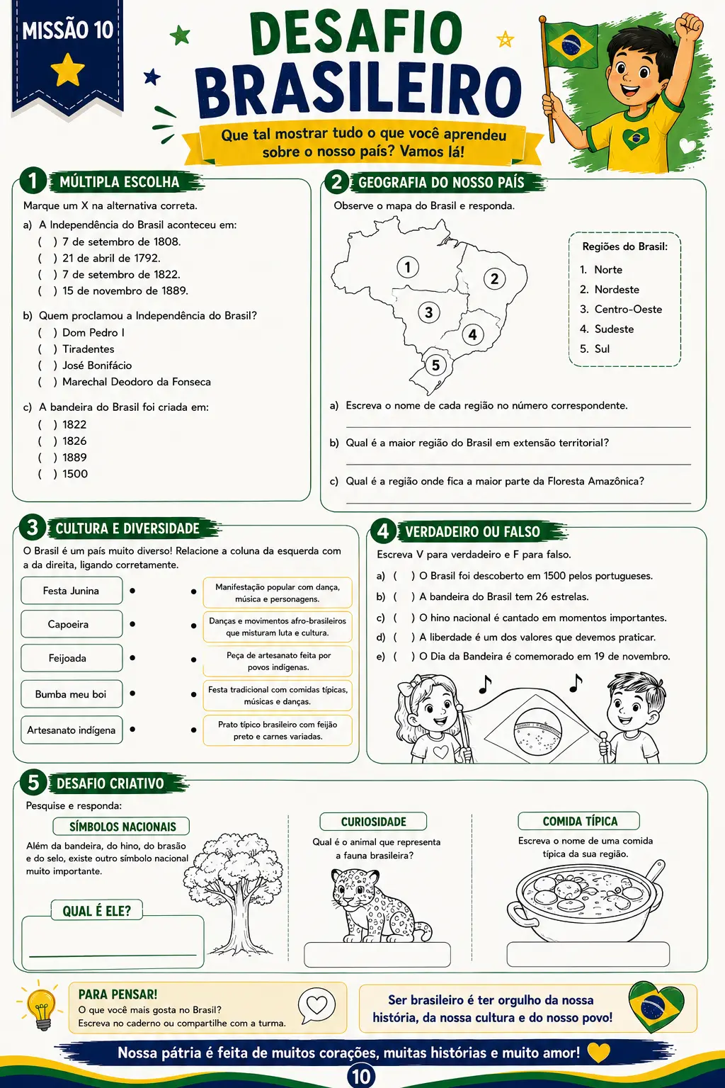 Semana da Pátria – 4º e 5º Ano | Kit com 11 Atividades — amostra 2: Material completo e colorido com 11 atividades prontas…
