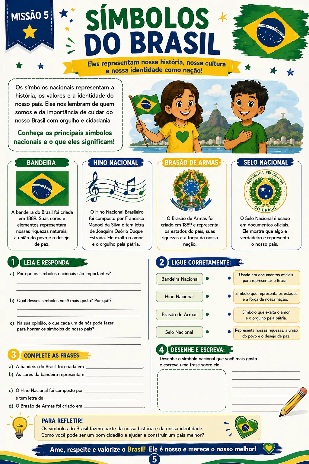 Semana da Pátria – 4º e 5º Ano | Kit com 11 Atividades — amostra 6: Material completo e colorido com 11 atividades prontas…